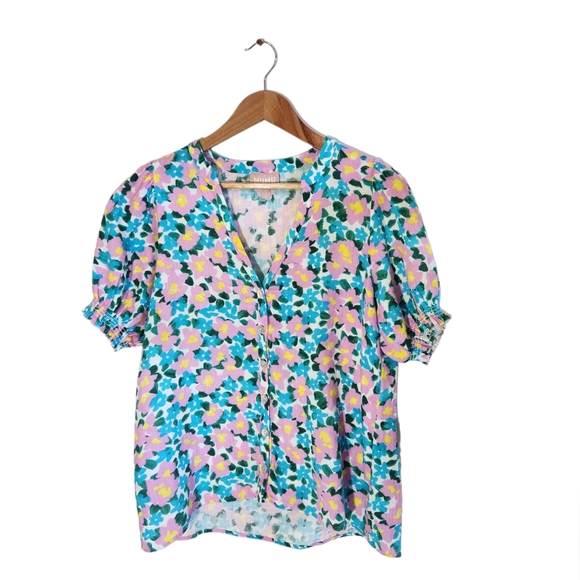 Show Me Your Mumu Leslie Top Violet's Garden Floral Size M Pink Blue Color - Picture 1 of 16